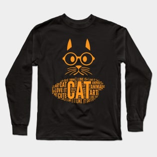 Orange Cat Drawing Long Sleeve T-Shirt